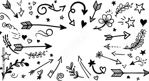 Hand drawn doodle arrow vector illustration for creative design projects