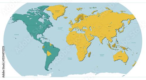 World map vector illustration: flat design for educational and presentation use