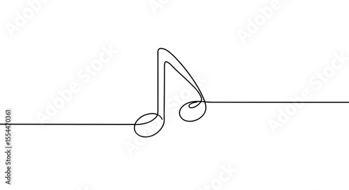Minimalist music note vector illustration: continuous line art for modern design