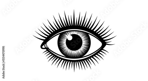 Eye art vector illustration: surreal monochrome design for posters