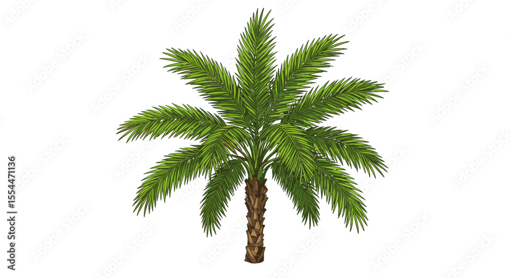 Obraz premium Tropical palm tree vector illustration: summer nature design in detailed style