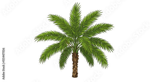 Tropical palm tree vector illustration: summer nature design in detailed style