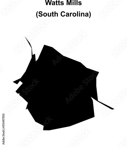 Watts Mills (South Carolina) blank outline map