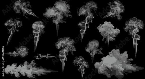 Smoke variations vector illustration for design projects in realistic style