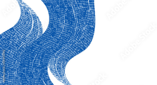 Binary code wave vector illustration: digital technology design for backgrounds and posters in blue abstract style