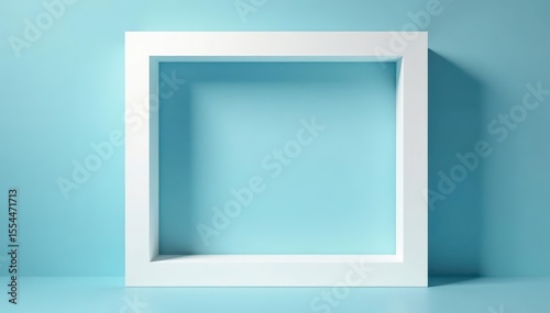 Bold white square frame isolated, stark contrast, art, album