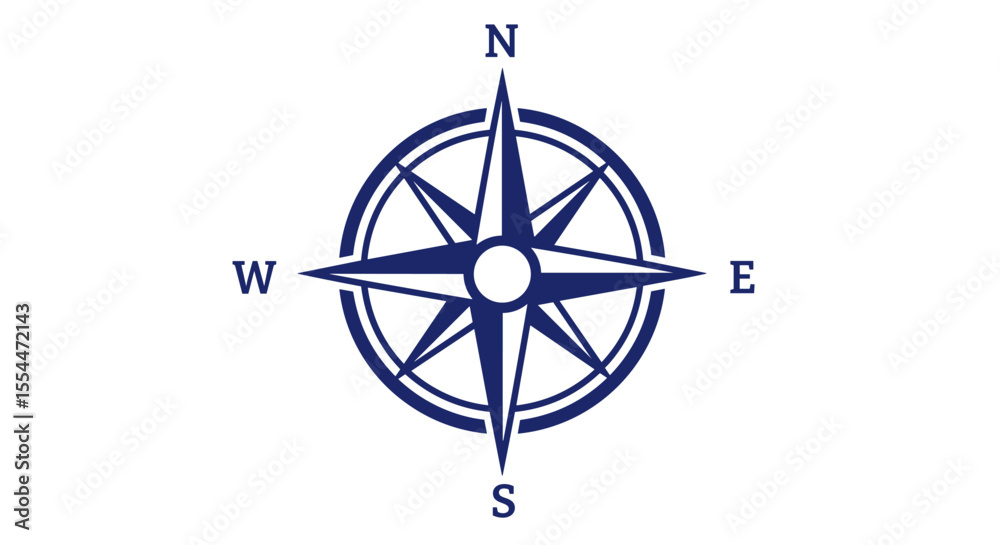 Fototapeta premium Compass rose vector illustration for navigation and travel design in flat style