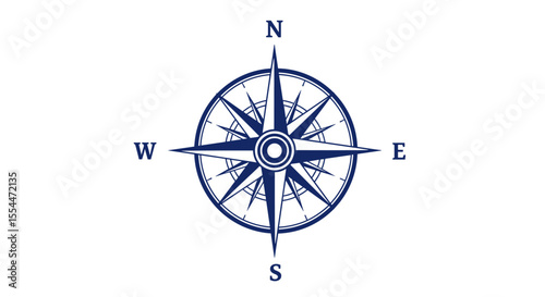 Nautical compass rose vector illustration for maps and navigation designs
