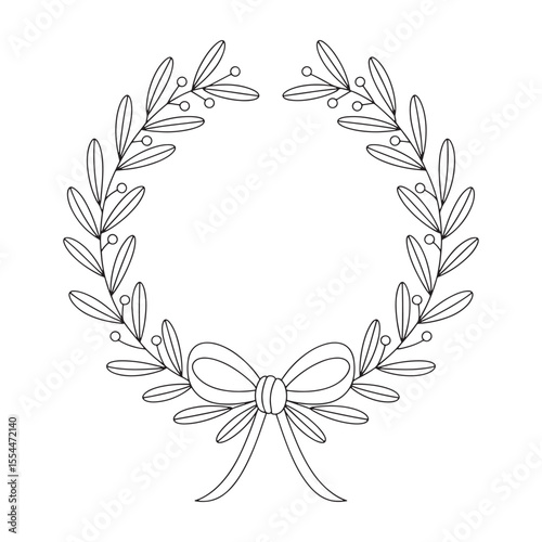 Elegant Olive Branch Wreath with Bow a Symbol of Peace Nobility and Triumph a Classic Decorative Element for Various Designs