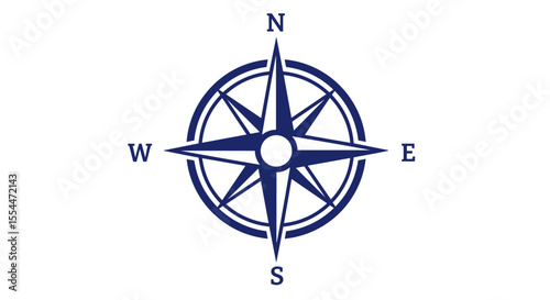 Compass rose vector illustration for navigation and travel design in flat style