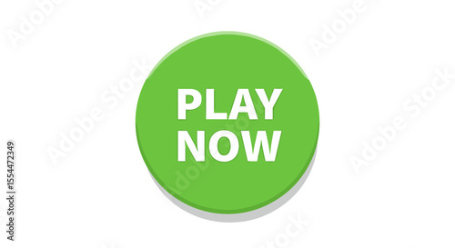 Green button vector illustration: play now for web and app ui/ux design