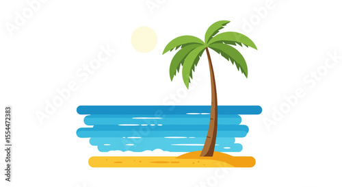 Tropical beach vacation vector illustration for summer design in flat style