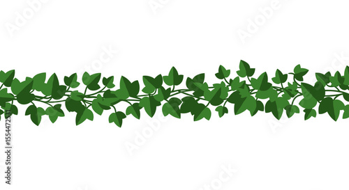 Green foliage border vector illustration for nature decor design in flat style