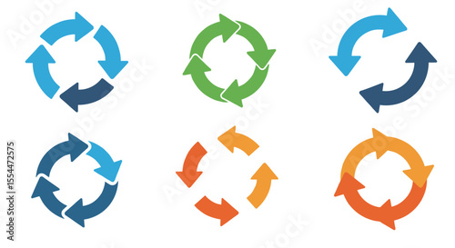 Colorful circular arrow icons vector illustration for infographics and design projects