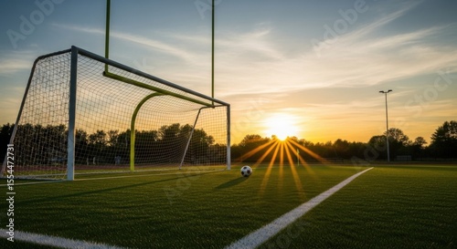 Soccer Goal at Sunset on an Empty Field