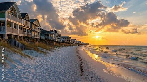 Wallpaper Mural Vibrant Sunset Over Empty Beach in Seaside, Florida Torontodigital.ca