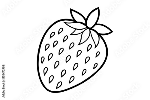 strawberry coloring page line art vector illustration