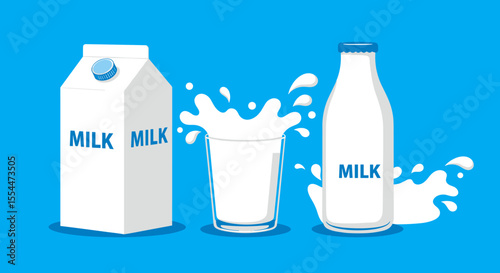 Milk splash vector illustration: fresh dairy design for poster and print in flat style