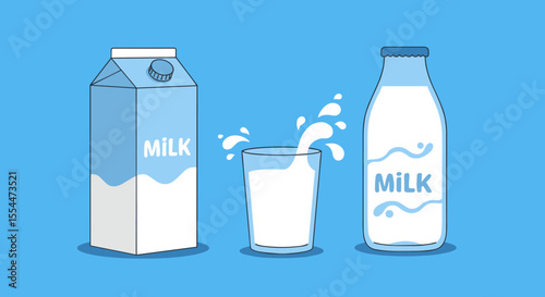 Milk products vector illustration: flat style design for packaging and marketing