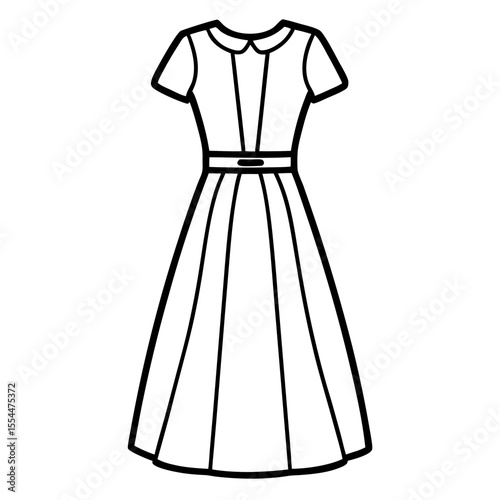 A-Line Dress line art vector