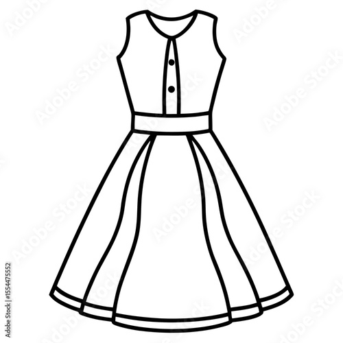 A-Line Dress line art vector