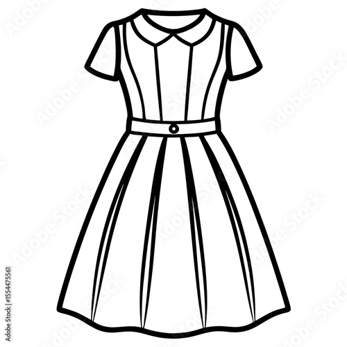 A-Line Dress line art vector