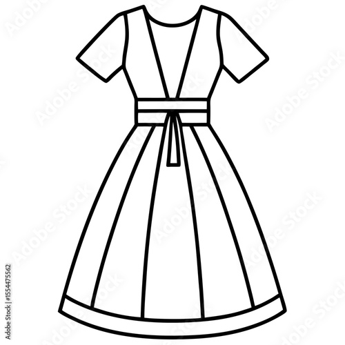 A-Line Dress line art vector