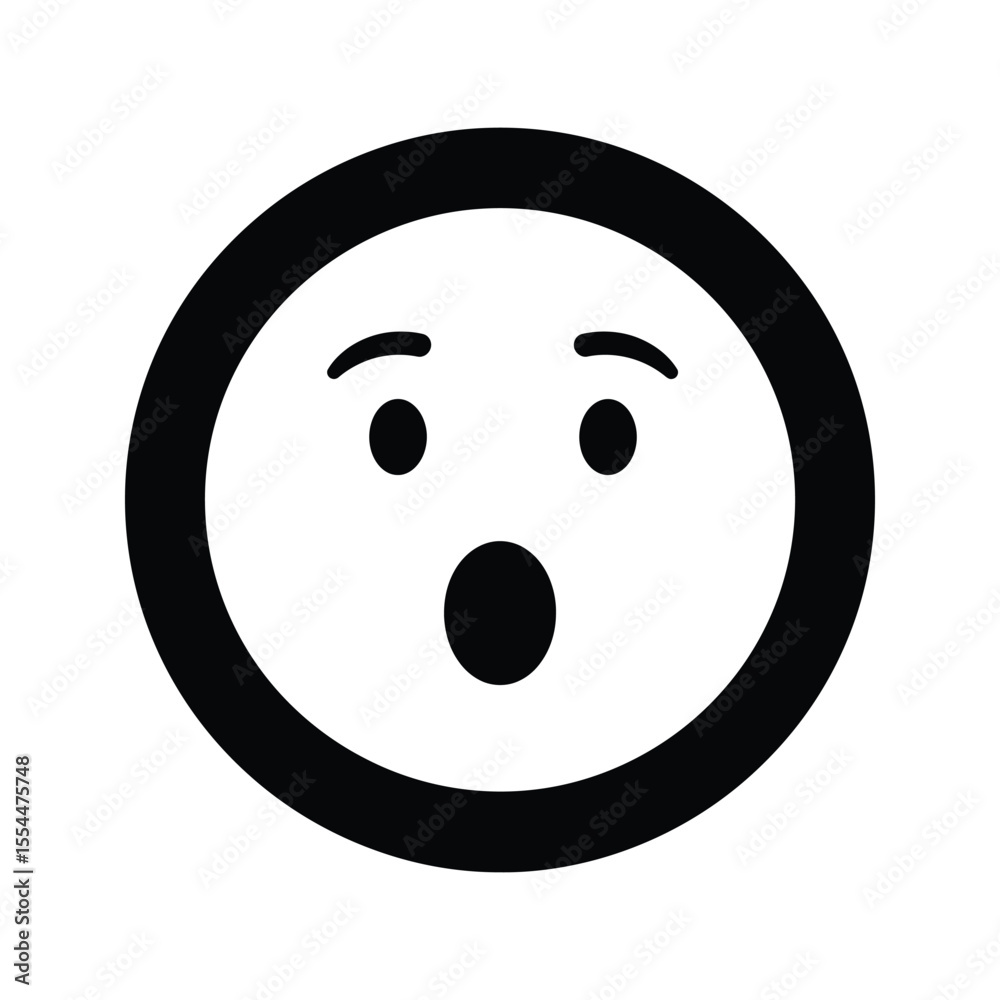 Fototapeta premium Surprised Face Icon Black and White Vector Illustration of a Shocked Emoji