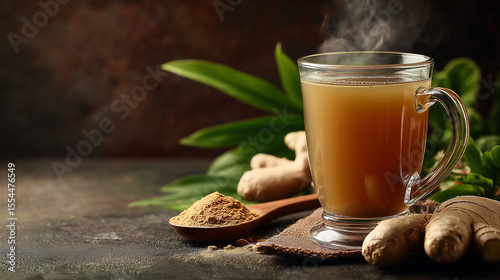 Spicy Ginger Tea Served with Natural Ingredients