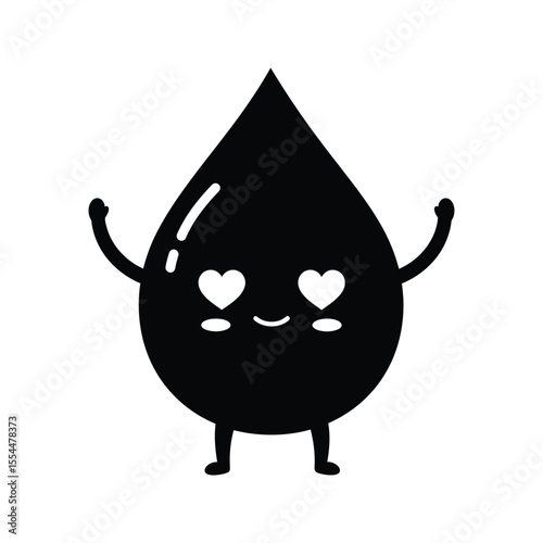 Cute Cartoon Blood Drop Character with Hearts Vector Illustration  Happy Blood Donor Day