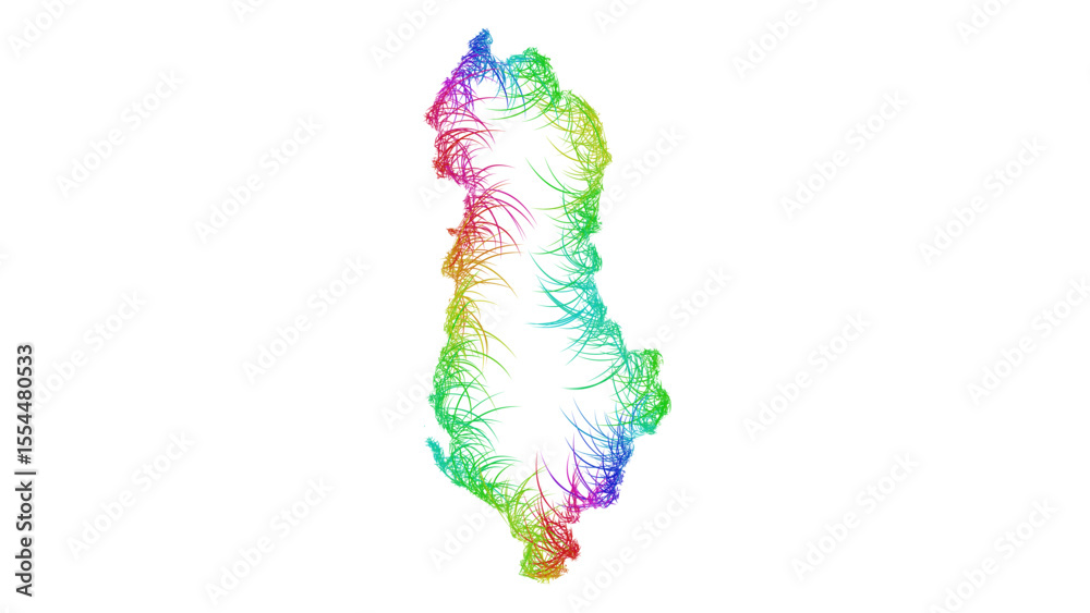 Obraz premium Rainbow sketch outline map of Albania 