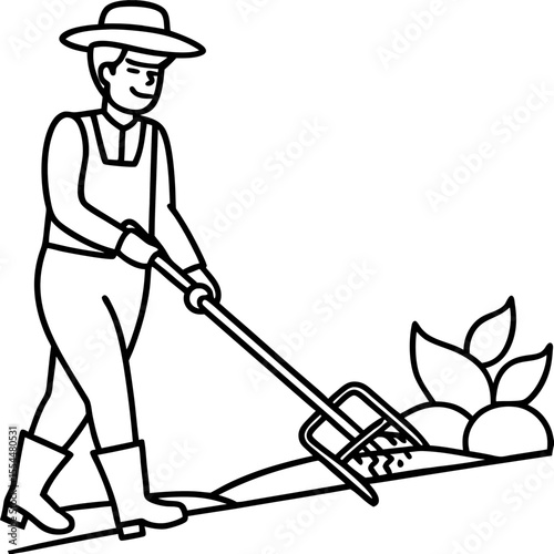 Cultivator line art vector
