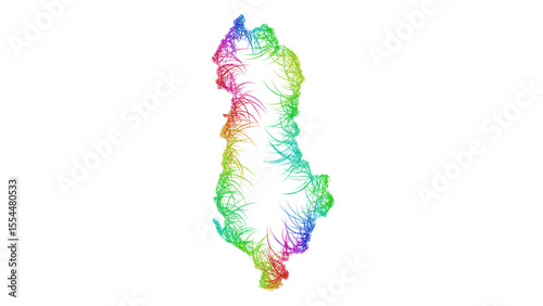 Rainbow sketch outline map of Albania 
