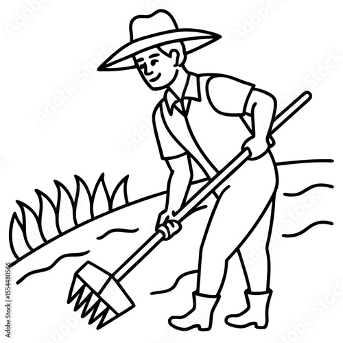 Cultivator line art vector