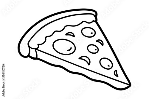 Slice of pizza coloring page line art vector illustration