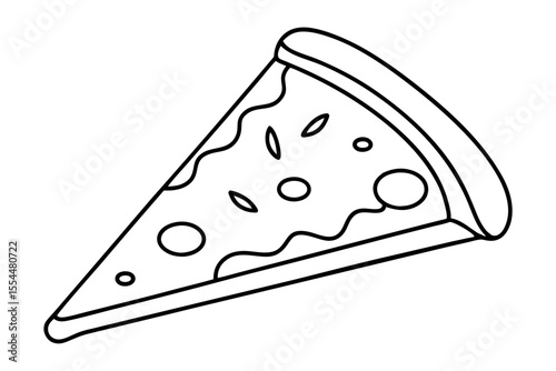 Slice of pizza coloring page line art vector illustration