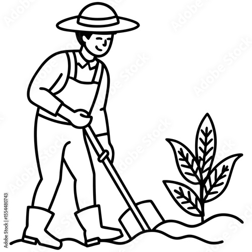 Cultivator line art vector