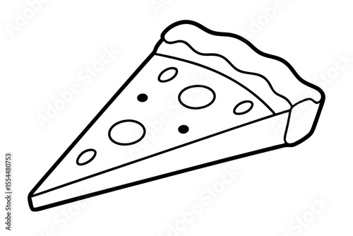 Slice of pizza coloring page line art vector illustration