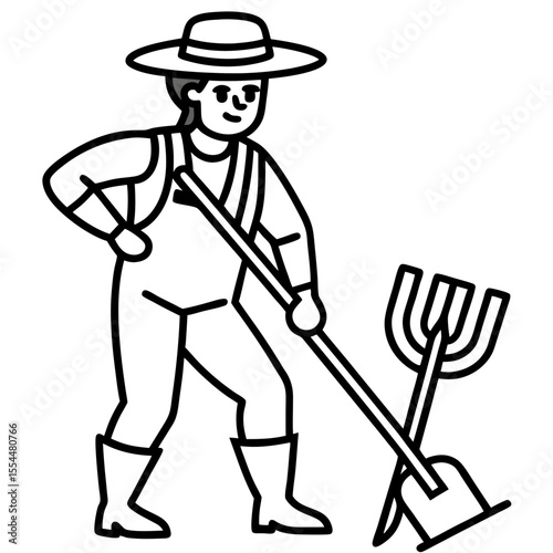 Cultivator line art vector