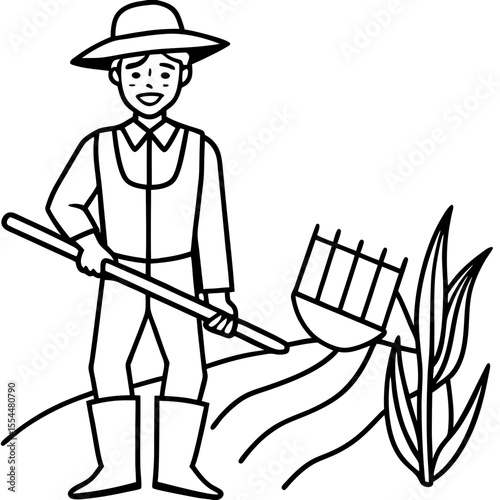 Cultivator line art vector
