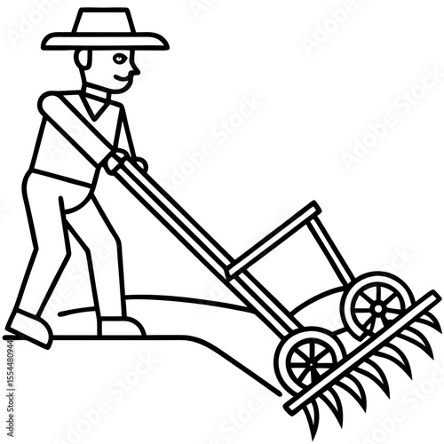 Cultivator line art vector