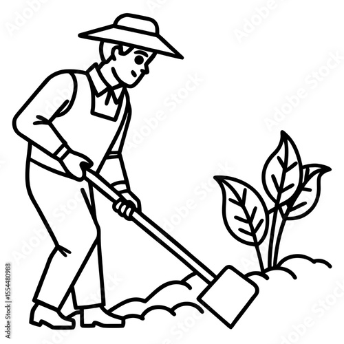 Cultivator line art vector