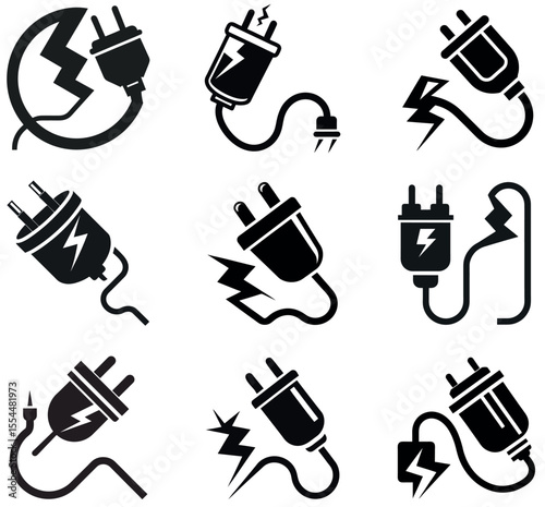 Electrical Plug Issues Icons and Symbols design