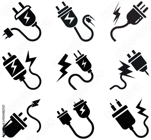 Electrical Plug Issues Icons and Symbols design