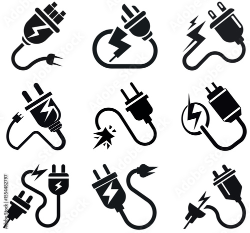 Electrical Plug Issues Icons and Symbols design