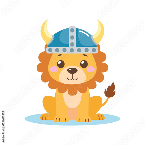 Simple Illustration Cute Griffin with Viking Helmet