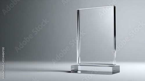 Vibrant photo of empty acrylic award design mockup, blank glass trophy mockup, Template for a white crystal prize plate.