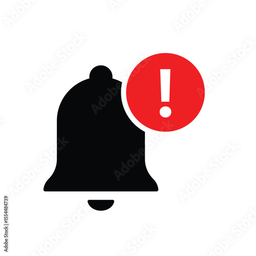 Bell Icon Black with Warning Alert Notification Badge