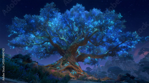 Luminous Tree in a Fantasy Landscape