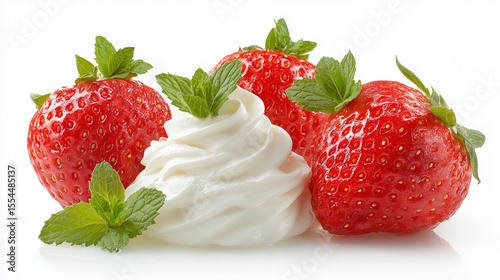 Strawberry Trio Served with Whipped Cream and Mint